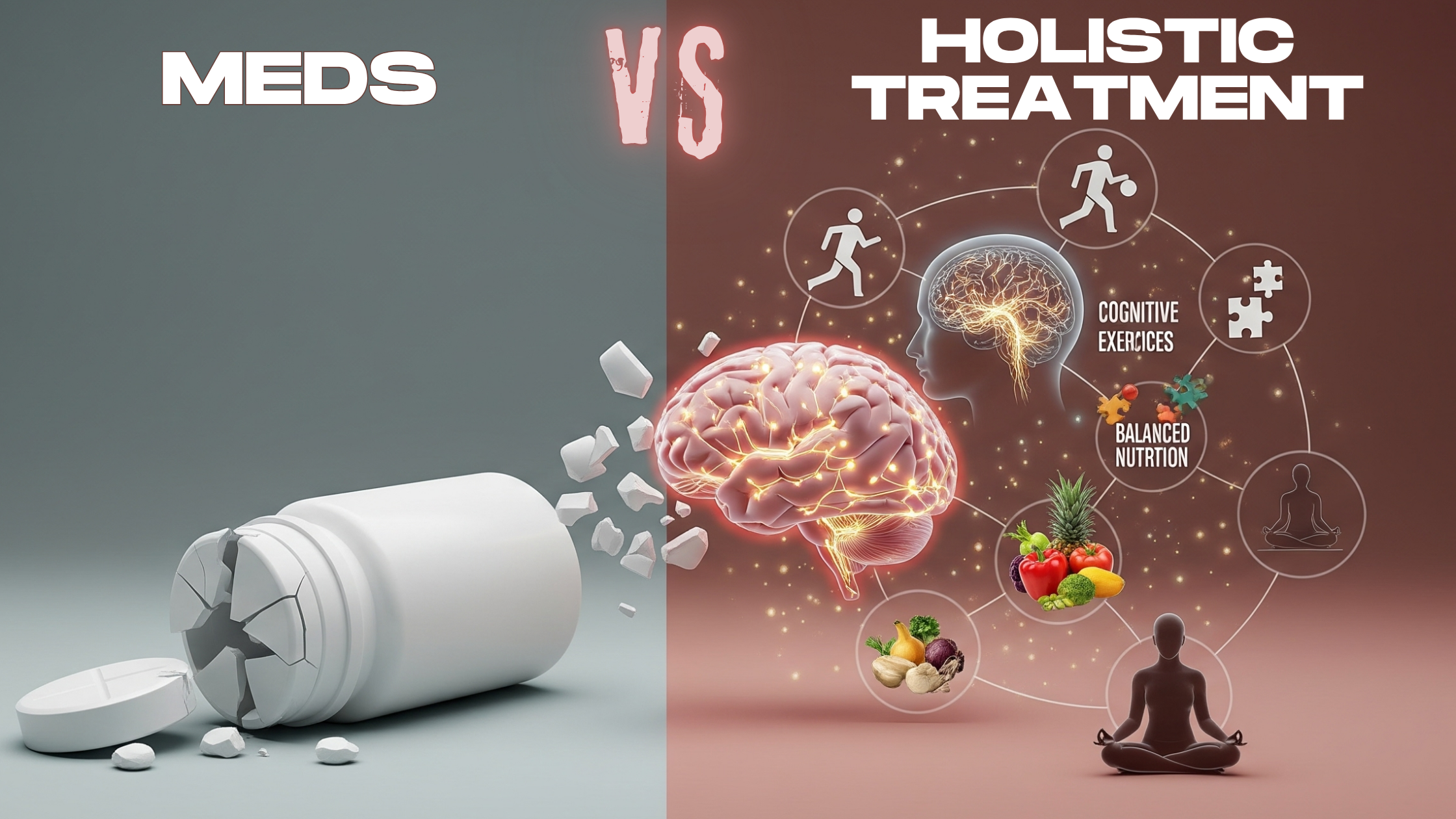 comparing traditional medication with holistic treatment for brain health